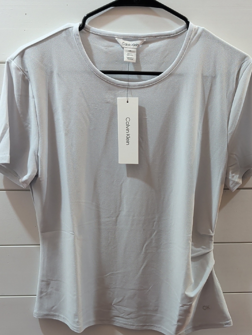 Calvin Klein Women's Light Gray Crew Neck Short Sleeve Tee